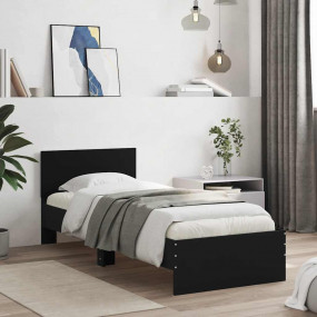 Bed Frame Black Engineered wood, Plywood Small Single D...