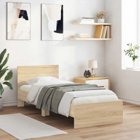Bed Frame Sonoma Oak Engineered Wood, Plywood Small Sin...