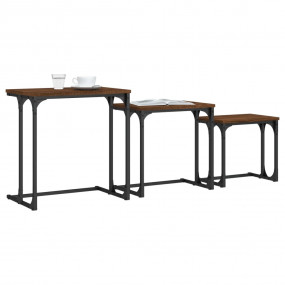 Nesting Coffee Table Brown Oak Engineered Wood, Metal