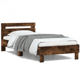 Bed Frame Smoked Oak Engineered Wood, Plywood Twin Bed ...