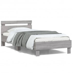 Bed Frame Grey Sonoma Engineered Wood, Plywood Twin Bed...
