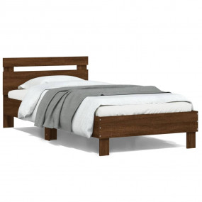 Bed Frame Brown Oak Engineered wood, Plywood Twin Bed F...
