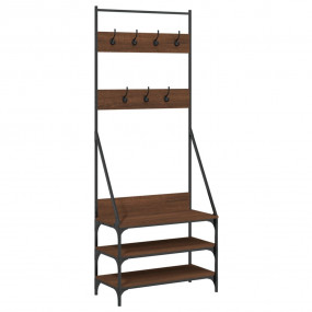 Clothes Rack Brown Oak Engineered Wood Compact Clothes ...