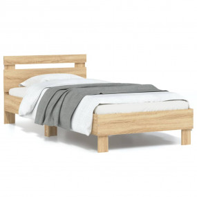 Bed Frame Sonoma Oak Engineered Wood, Plywood Single Be...