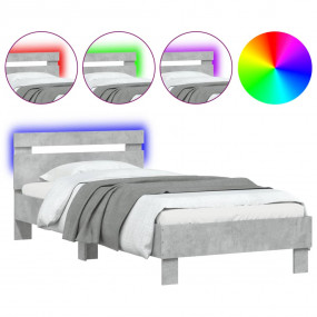 Bed Frame Concrete Grey Engineered Wood, Plywood Twin B...