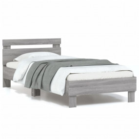 Bed Frame Grey Sonoma Engineered wood, Plywood Twin Bed...