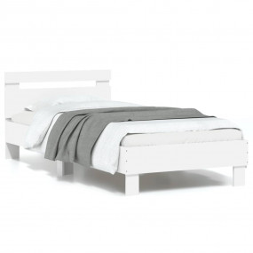 Bed Frame White Engineered wood, Plywood Single Modern