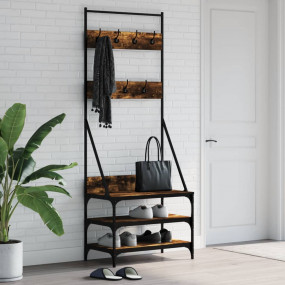 Clothes Rack Smoked Oak Engineered wood, Metal 27.6x15....
