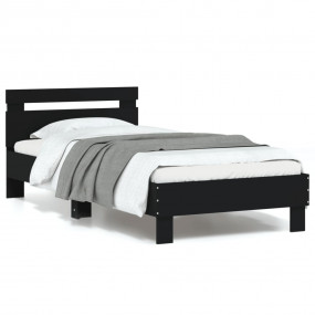 Bed Frame Black Engineered wood Twin Bed Frame Rectangu...