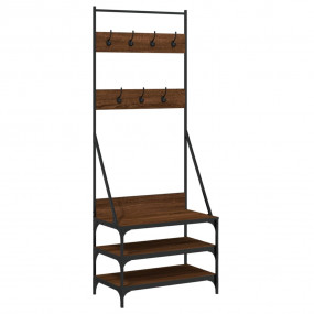 Clothes Rack Brown Oak Engineered Wood, Metal Compact
