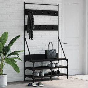 Clothes Rack Black Engineered wood, Metal Compact Stora...