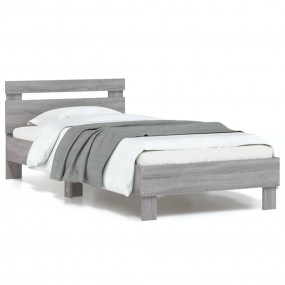 Bed Frame Grey Sonoma Engineered wood, Plywood Twin Bed...