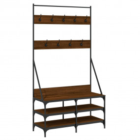 Clothes Rack Brown Oak Engineered wood, Metal Compact