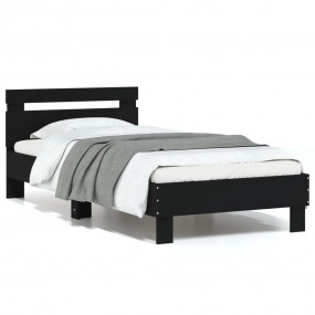 Bed Frame Black Engineered wood Small Single Modern Bed...