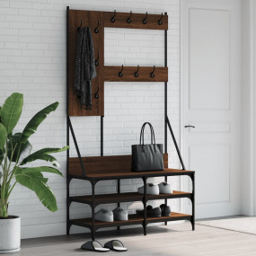 Clothes Rack Brown Oak Engineered Wood and Metal