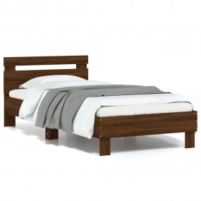 Bed Frame Brown Oak Engineered Wood Small Single Bed Fr...