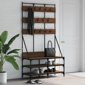 Clothes Rack Brown Oak Engineered Wood Compact Clothes ...