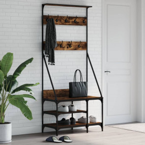 Clothes Rack Smoked Oak Engineered wood, Metal Compact