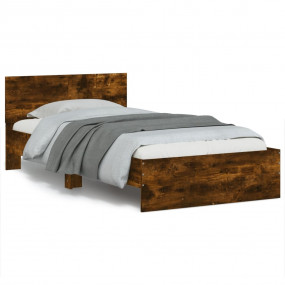 Bed Frame Smoked Oak Engineered Wood, Plywood Twin Bed ...