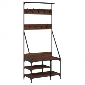 Clothes Rack Brown Oak Engineered Wood, Metal 31.5x15.7...