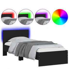Bed Frame Black Engineered wood, Plywood Single Modern