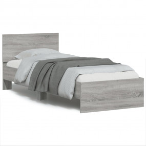 Bed Frame Gray Sonoma Engineered wood, Plywood Twin Bed...