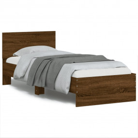 Bed Frame Brown Oak Engineered wood, Plywood Twin Bed F...