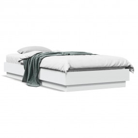 Bed Frame White Engineered wood Single Bed Frame Rectan...