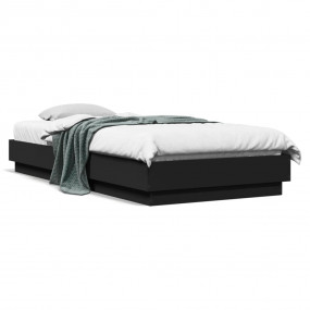 Bed Frame Black Engineered wood, Plywood Single Bed Fra...
