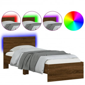 Bed Frame Brown Oak Engineered wood, Plywood Single, 35...
