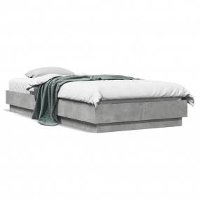 Bed Frame Concrete Grey Engineered wood and Plywood Sin...