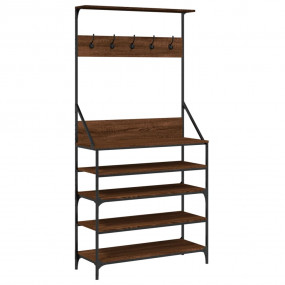 Clothes Rack Brown Oak Engineered wood, Metal Compact