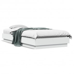 Bed Frame White Engineered Wood Twin Bed Frame Rectangu...