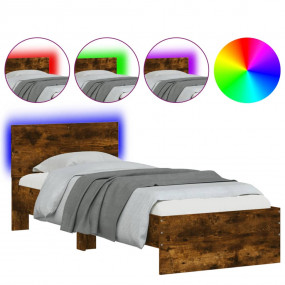 Bed Frame Smoked Oak Engineered wood, Plywood Small Sin...