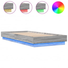 Bed Frame Grey Sonoma Engineered wood, Plywood Single B...