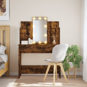 Dressing Table Smoked Oak Engineered Wood, Glass