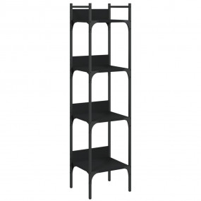 Bookshelf Black Engineered Wood, Powder-Coated Steel