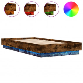 Bed Frame Smoked Oak Engineered Wood Twin Bed Frame Rec...