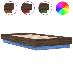 Bed Frame Brown Oak Engineered wood, Plywood Twin Bed F...