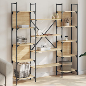 Bookshelf Sonoma Oak Engineered Wood, Powder-Coated Ste...