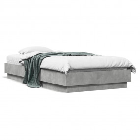 Bed Frame Concrete Gray Engineered Wood, Plywood Small ...