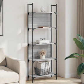 Bookshelf Grey Sonoma Engineered Wood, Powder-Coated St...
