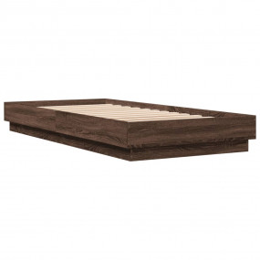Bed Frame Brown Oak Engineered Wood Single Modern Bed F...