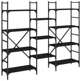 Bookshelf Black Engineered Wood Tall Bookshelf Rectangu...