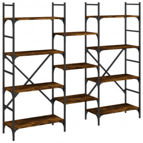 Bookshelf Smoked Oak Engineered Wood and Powder-Coated ...