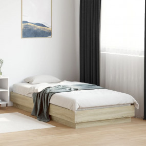 Bed Frame Sonoma Oak Engineered Wood, Plywood Twin Mode...