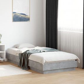 Bed Frame Concrete Grey Engineered Wood and Plywood Sin...