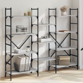 Bookshelf Grey Sonoma Engineered Wood, Powder-Coated St...
