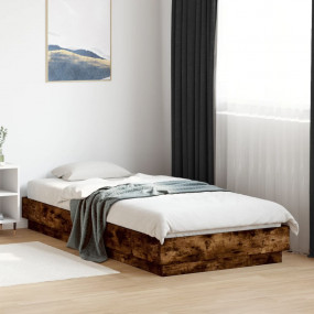 Bed Frame Smoked Oak Engineered Wood, Plywood Twin Dura...