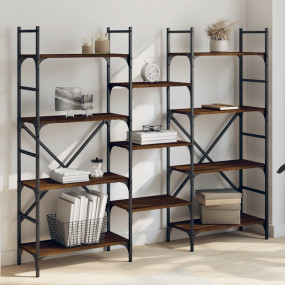 Bookshelf Brown Oak Engineered Wood Tall Shelf Rectangu...